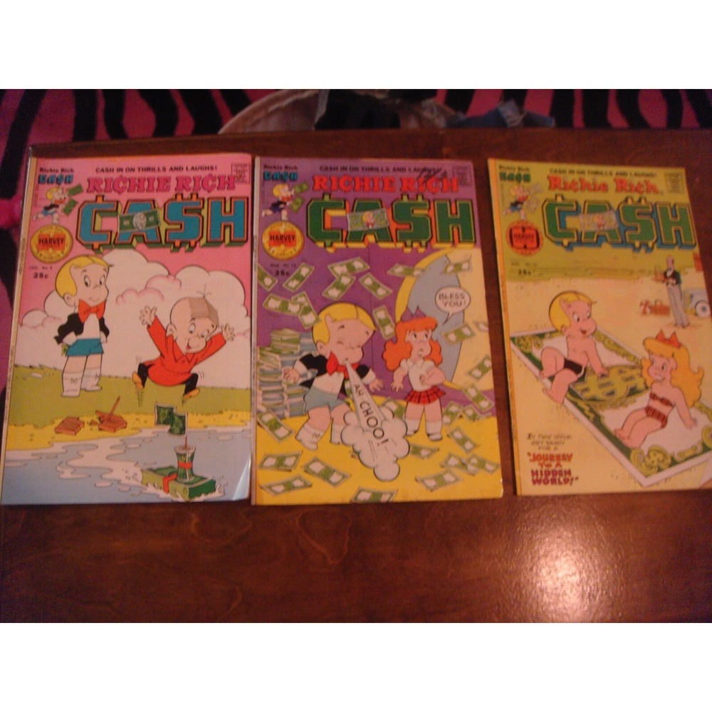 3 lot vintage Richie Rich CASH comic books Harvey Comics 1976 vol 9 10 13